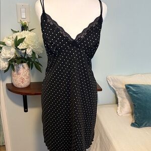 Black Polka Dot Lace Trim nightgown